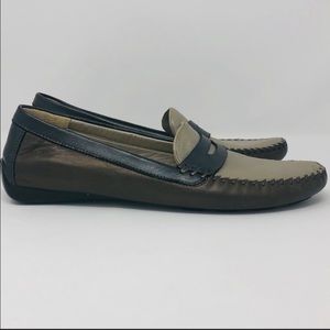 ROBERT ZUR Metallic Leather Driving Loafers